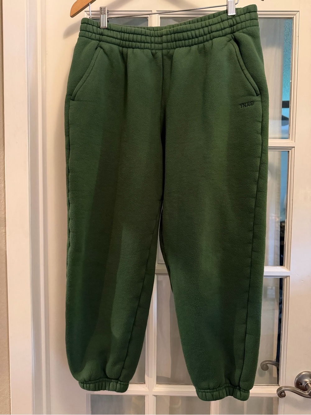 Aritzia TNA Sweatfleece Cozy Boyfriend Fit Large Joggers Womens Green Sweatpants